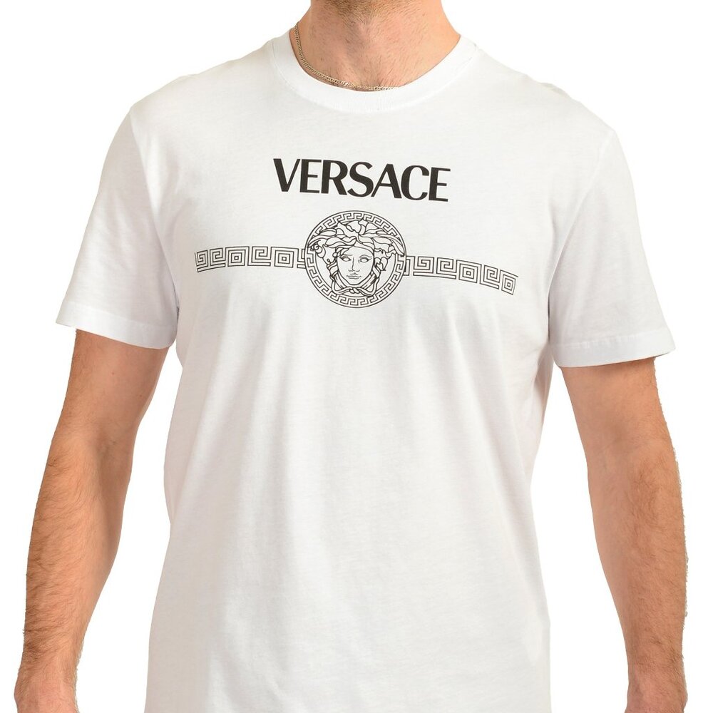 Versace Men's White Short Sleeve White Medusa Logo Print T-Shirt US 2XL IT 56